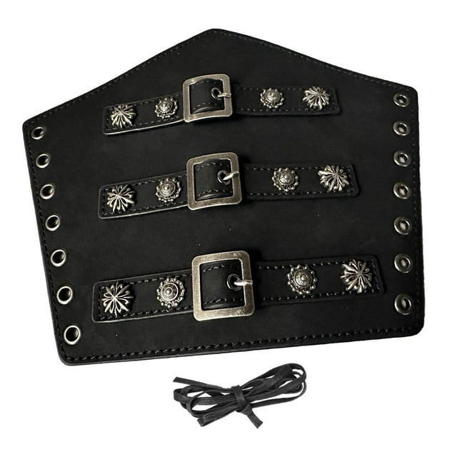 Guantes y muñequeras de cuero sintético para caballero, estilo steampunk, medievales De encaje negro