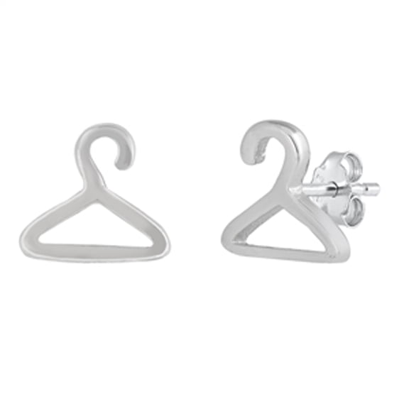Sterling Silver Hanger Outline Minimalist High Polished Earrings Jewelry Female Unisex