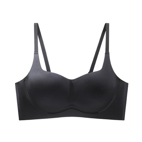 WCMZJ Seamless Bras Full Coverage Wireless Push Up Bra for Women No Underwire Comfort V Neck Bralettes with Support Black S