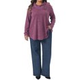 thumbnail image 2 of Agnes Orinda Women's Plus Size Sweatshirt Tops Cowl Neck Long Sleeve Pockets Casual Tunic Blouse with Button Decor 4X Purple, 2 of 6