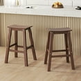 thumbnail image 4 of Gymax 29'' Patio Bar Stool Set of 4 w/ Curved Seat & Footrests for Backyard Outdoor Brown, 4 of 8