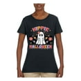 thumbnail image 2 of Wild Bobby Hippie Halloween Ghost Bats Stars Halloween Pink Orange Purple Halloween Halloween Women Graphic Tee, Black, Small, 2 of 6