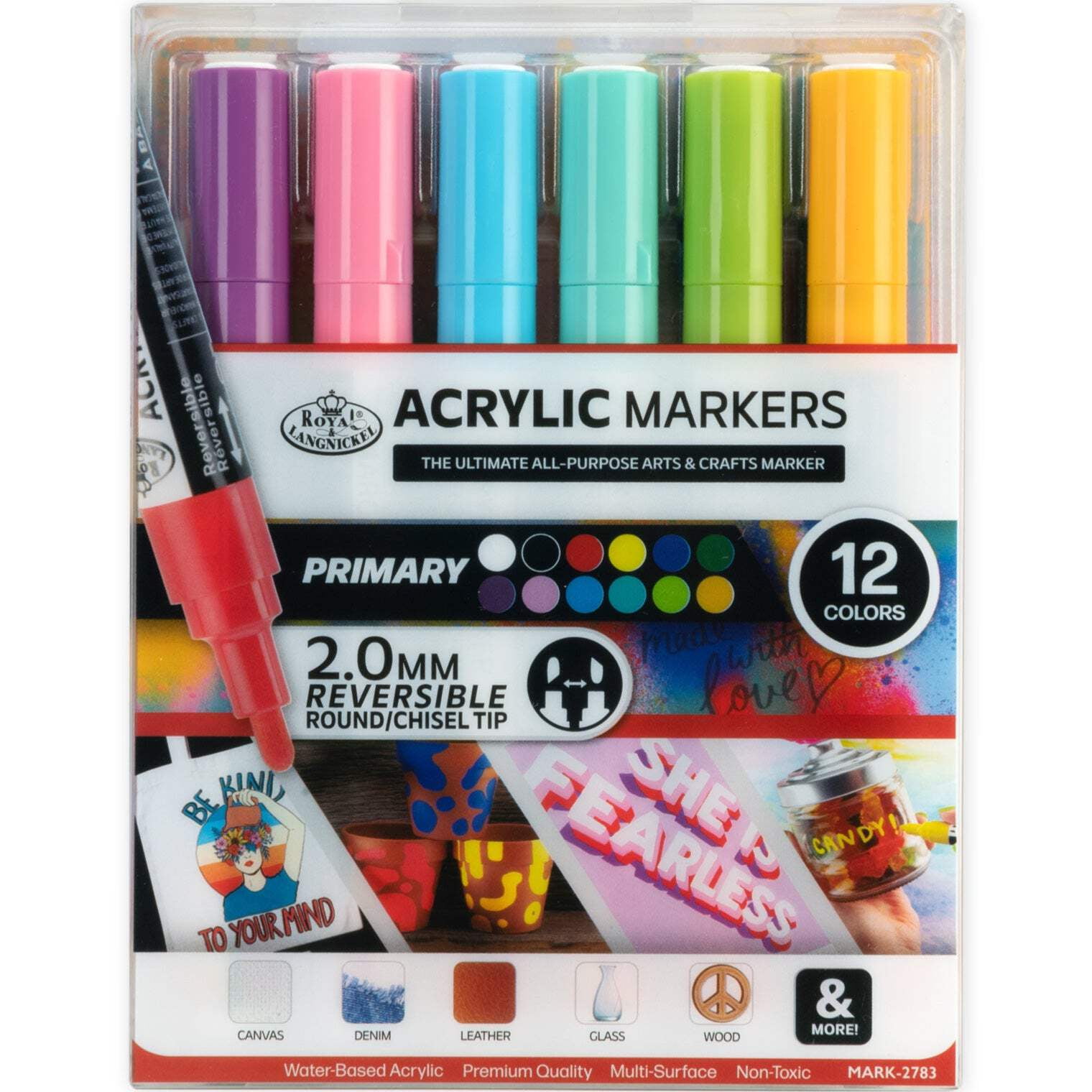 Royal & Langnickel 12PC Acrylic 2.0 mm Reversible Tip Primary