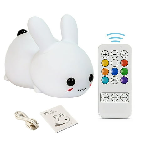 

Honrane Night Light Super Soft Flicker Free Touch Control Creative Shape Adorable Appearance Illumination Silicone Touch Sensor LED Rabbit Night Light Bunny Lamp for Home