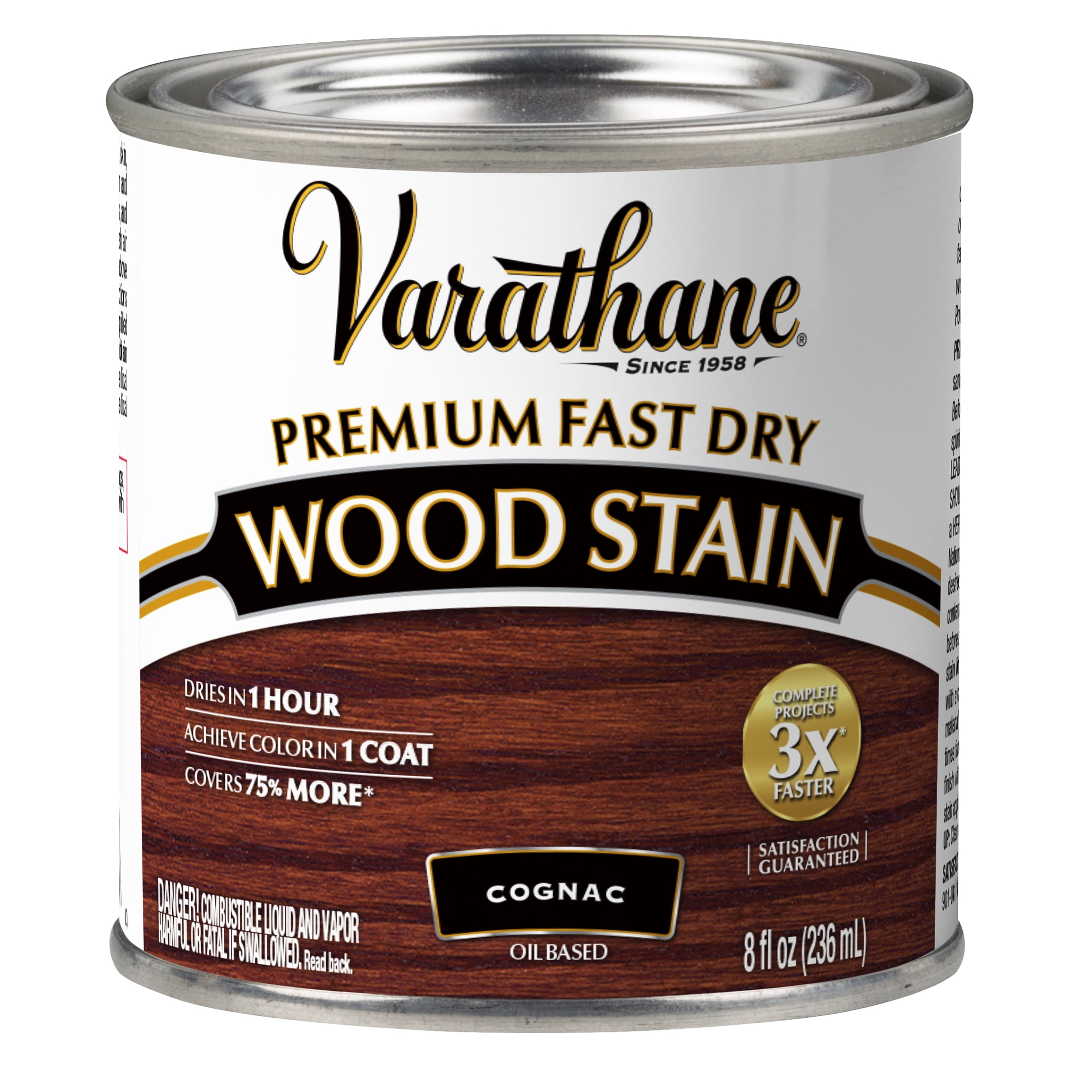 4 Pack, Cognac, Varathane Premium Fast Dry Wood Stain-384349, Half Pint