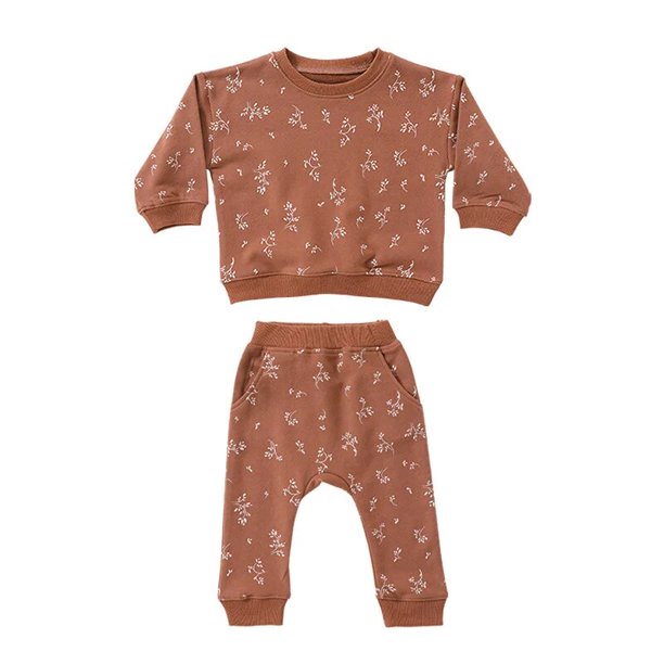 Conjunto de algodón para bebé, Top y pantalones de manga larga con cuello redondo, estampado informal, ropa para el hogar, otoño y primavera