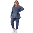 thumbnail image 3 of DARING DIVA Women's Plus Pleated Blouses Crew Neck Soft T-Shirt 1X Navy Blue, 3 of 6