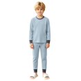 thumbnail image 3 of TIREOW Kids Underwear 2 Piece Set Contrast Trim Long Sleeve Crewneck Top and Long Pants Boys and Girls Sleepwear Loungewear Set, 3 of 7
