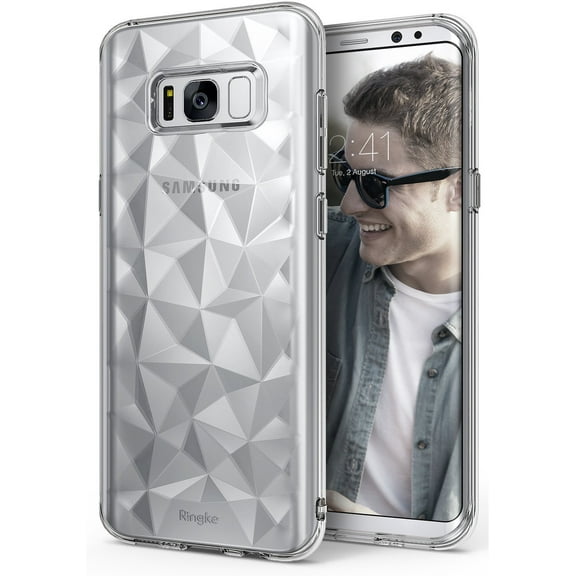 Ringke Air Prism Case Compatible with Samsung Galaxy S8, 3D Geometric Design Slim TPU Cover - Clear