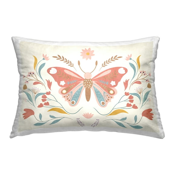 Stupell Industries Boho Folk Butterfly Decorative Printed Throw Pillow Design by Kim Allen.