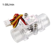 G1/2 Hall Effect Liquid Water Flow Sensor Switch Flowmeter Counter DC5V 1-30L/min Clear YF-S201C