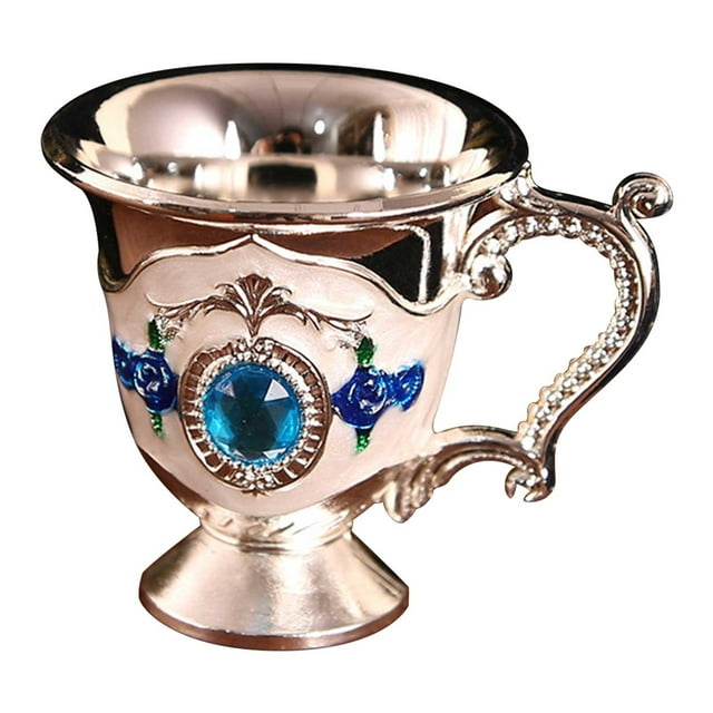 Ohufall Household Metal White Wine Cup With Alloy Pattern & Gemstoned Decoration - Classical Style Wineware, Multiple Practical & Elegant Options To Choose From