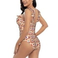 thumbnail image 4 of Goofa Corgi Head with Floal Print Women's Ruffled One Piece Swimsuit V Neck, 4 of 7