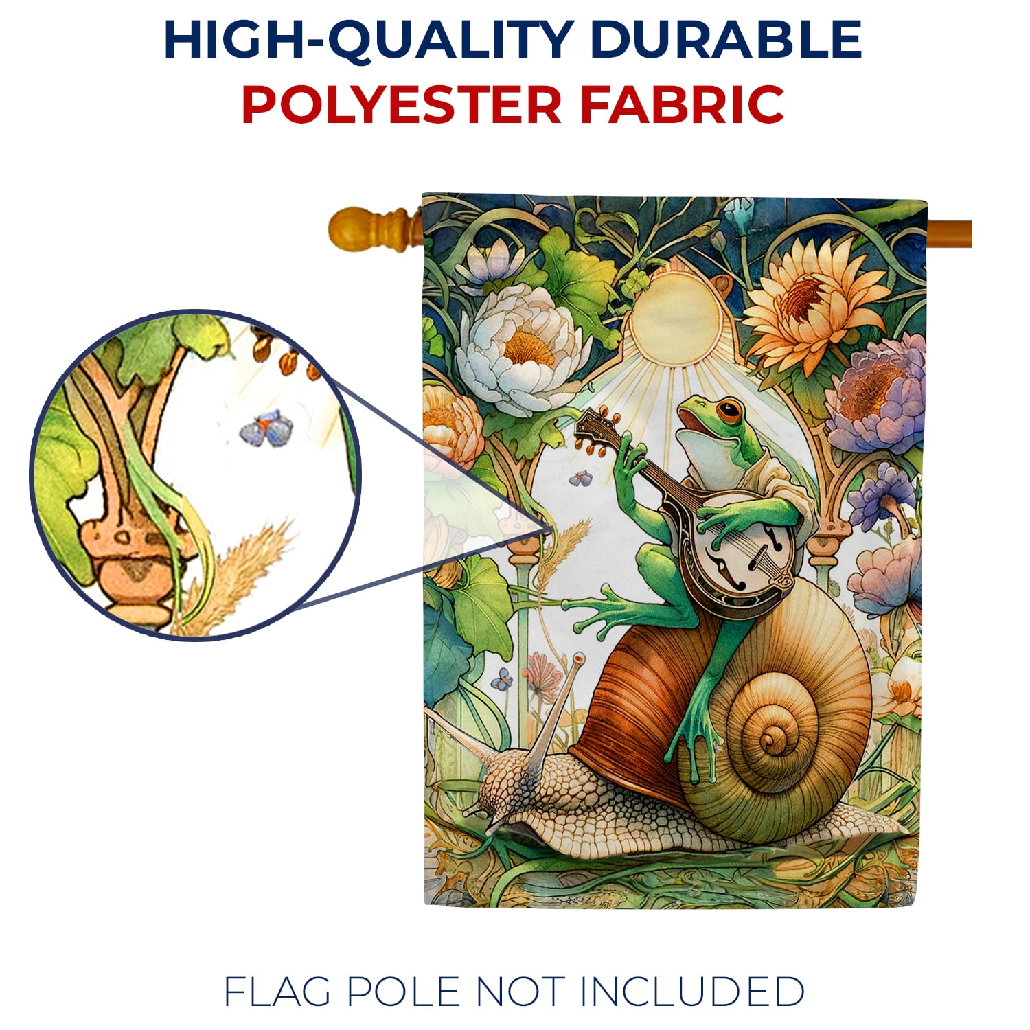 America Forever Funny Frog House Flag, 28x40 inch Double Sided, Snail Flower Seasonal Home Decor Animal Welcome Spring Summer Yard Flags for Outdoor Patio Lawn Party Decorations