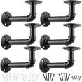 thumbnail image 1 of Soportes de estante de tubería industrial para estantes de 8 10 12 pulgadas, soporte de estante flotante de tubería en forma de L de metal negro - Casa de campo rústica estilo vintage resistente kaili Sencillez, 1 of 5
