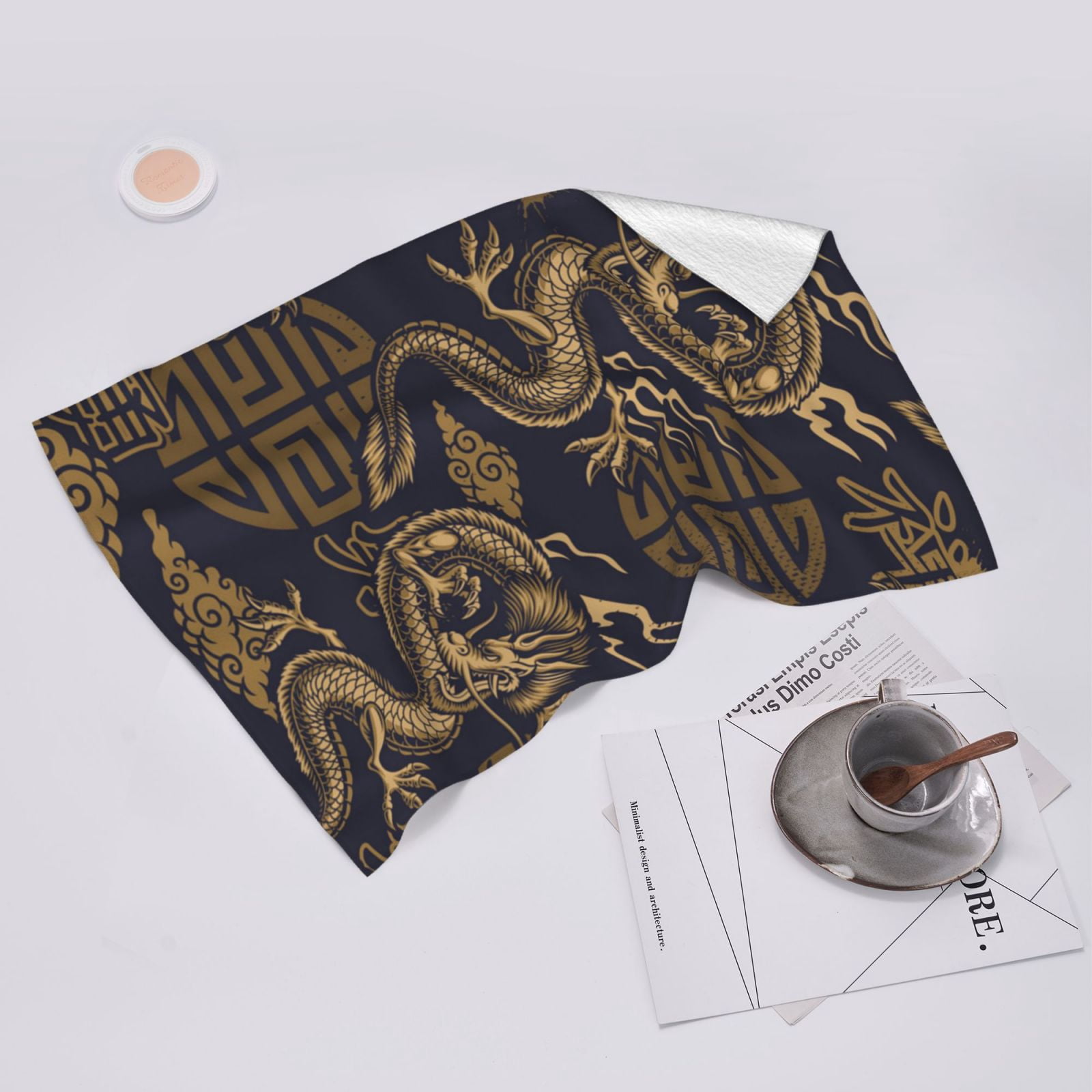 Dragon Chinese Style Chinoiserie 27.5" x 16" Ultra Soft Hand Towel, Face Wash Cloth for Bathroom, Gym, Travel, Pool