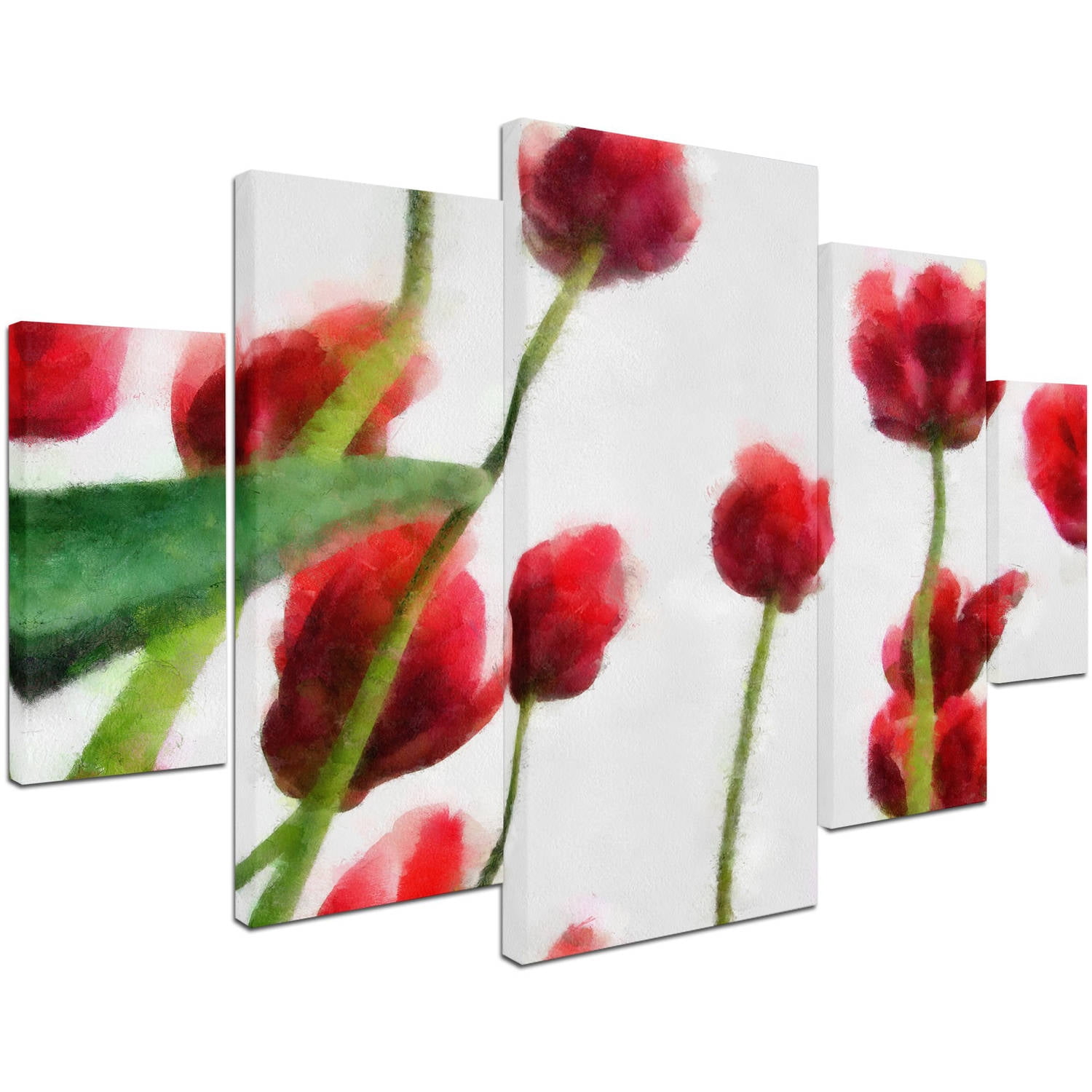 Trademark Fine Art "Red Tulips from Bottom Up II" Canvas Art by Michelle Calkins 5-Panel Set
