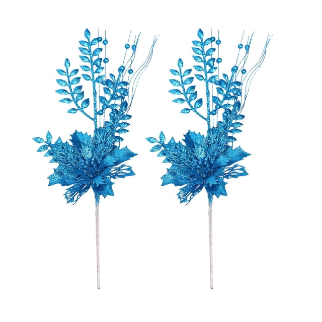 HCBY 2PCS 17Inch Christmas Tree Picks Glitter Floral s Multi Color for Xmas Wedding Party Home Holiday Decor