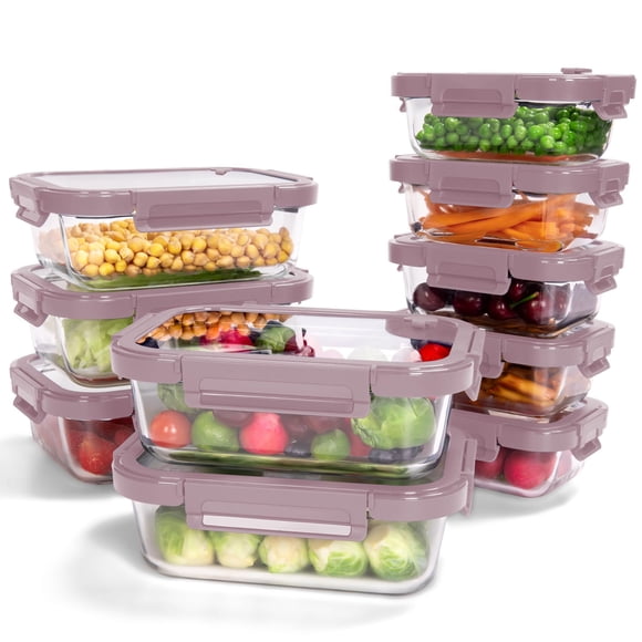 Juego de 10 Contenedores de Vidrio para Alimentos BOROHOUSE 1.6 y 4.4 Tazas