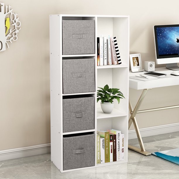 EBTOOLS MultiPurpose Shelf , Cubes Bookcase Bookshelf with 7 Cubby