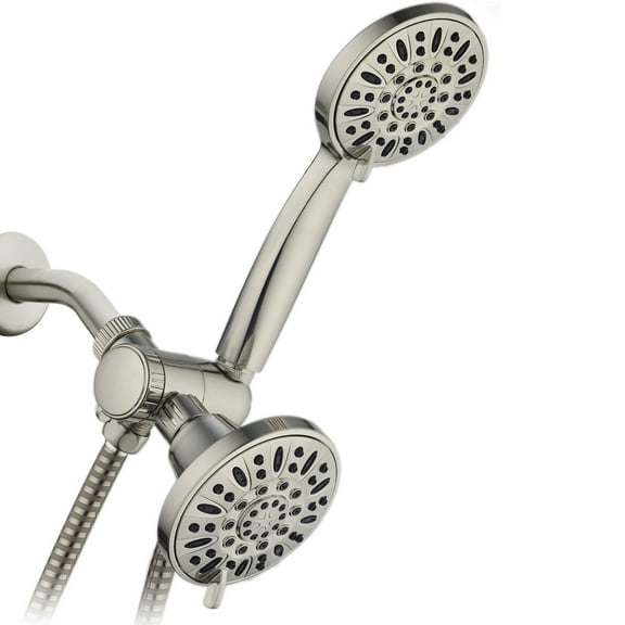 AquaDance High-Pressure 48-Setting Luxury 3-Way Dual Shower Head Combo, Brushed Nickel