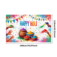 thumbnail image 2 of Colorful Theme Happy Holi Festival Banner Decorative Design Colored Powder Polyester Material for Festival Celebration Outdoor Event Party Decoration, 2 of 7