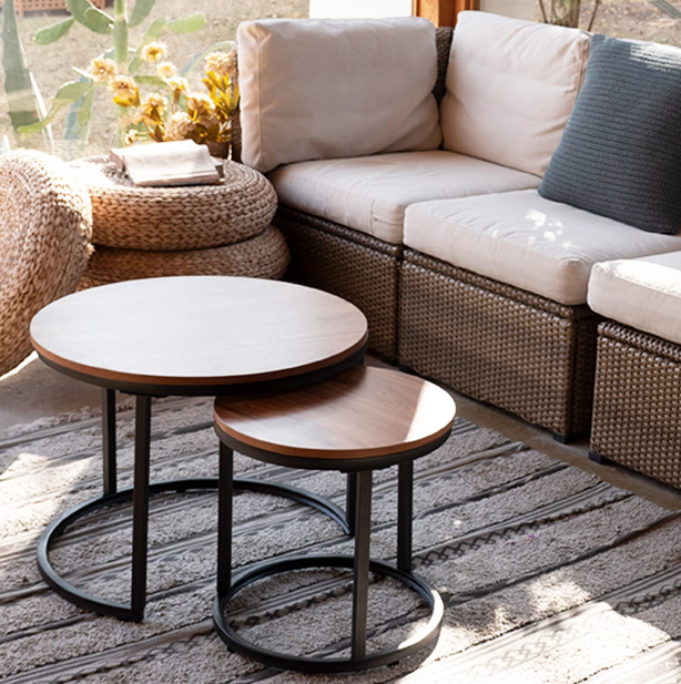 Nesting Coffee Table Rustic Brown 2 Sets for Small Place Engineered