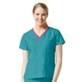 thumbnail image 1 of Core by Maevn Women's Y-Neck Mock Wrap Solid Scrub Top, 1 of 1