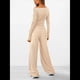 thumbnail image 4 of Conjuntos de Dos Piezas para Mujer: Camiseta Asimétrica de Larga, Pantalones Anchos y Chándal Informal. Crema XL, 4 of 8