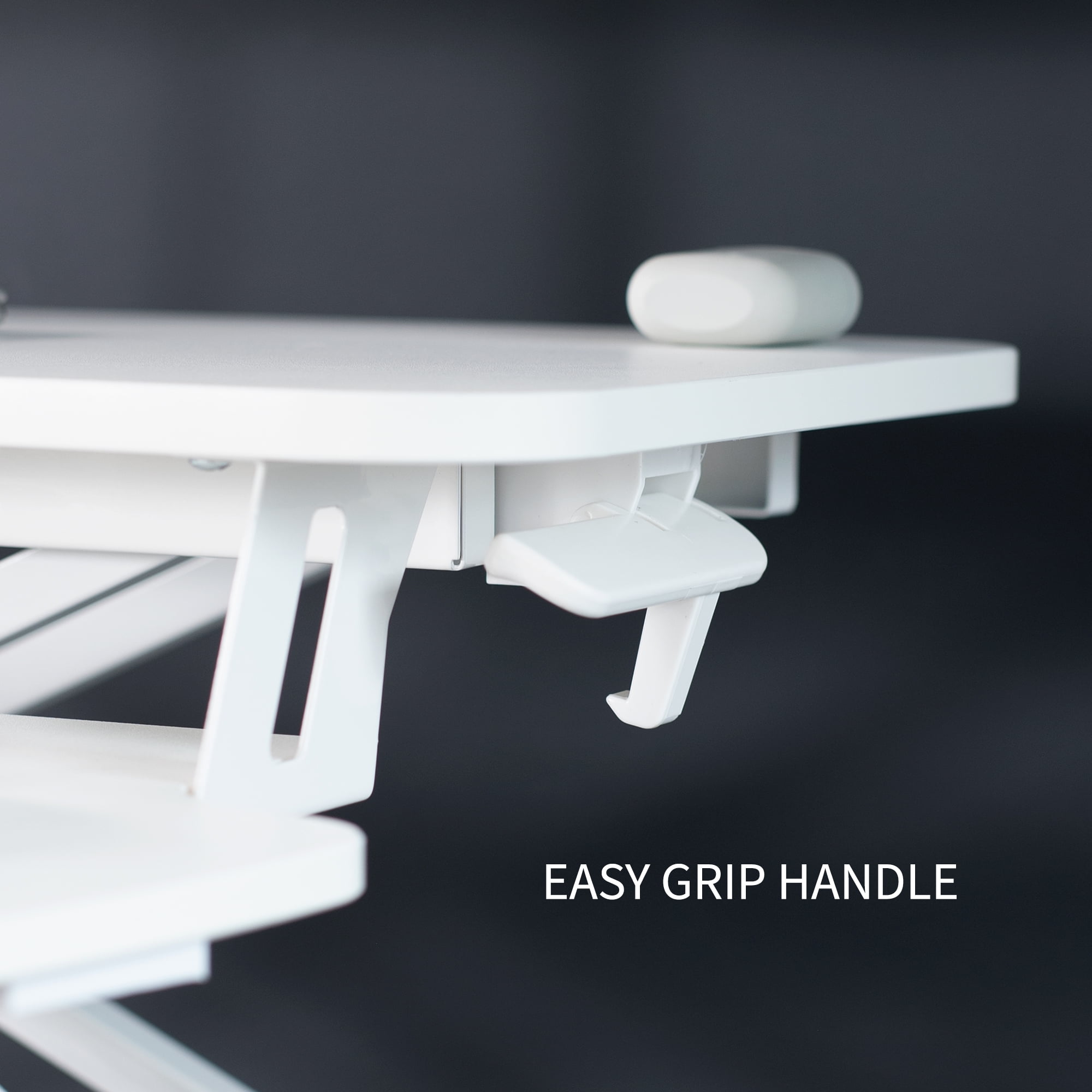 VIVO White 32" Standing Desk Riser with Adjustable Dual 13" to 30" Monitor Mount