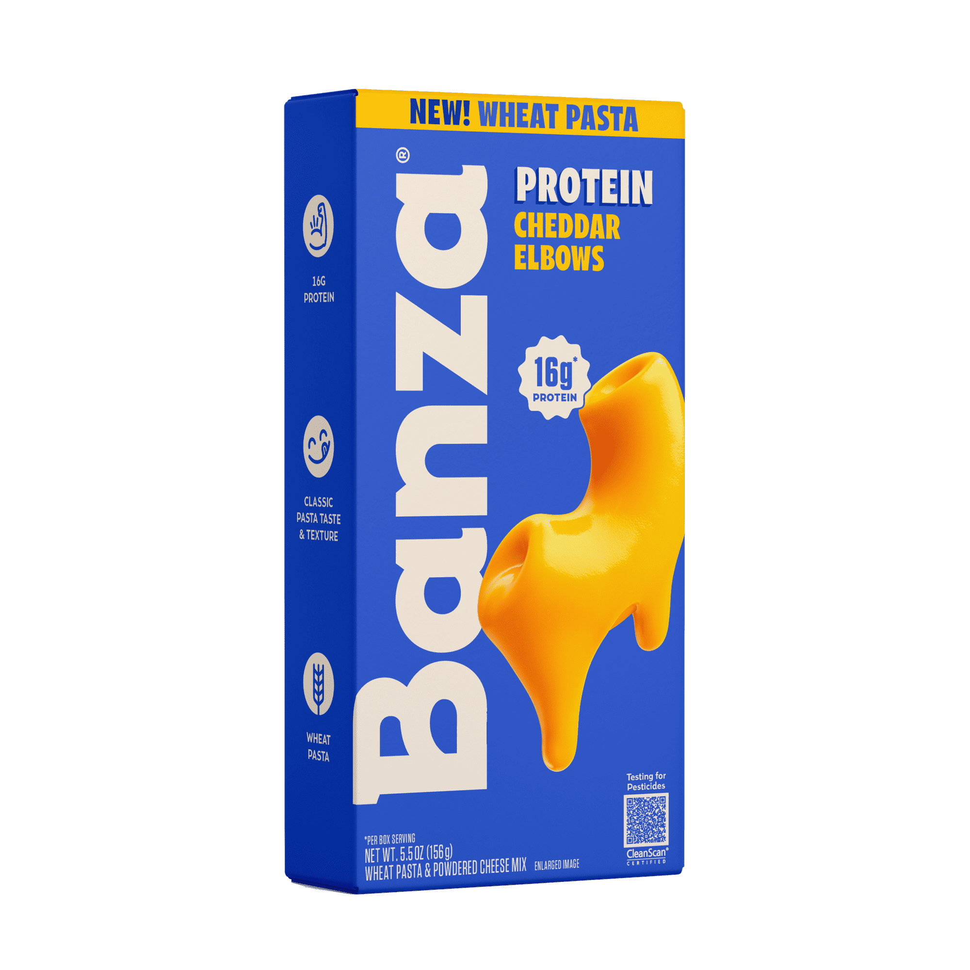 Banza Wheat Protein Cheddar Elbows Mac & Cheese – 16g Protein per Serving, No-Compromises Taste & Texture, Creamy & Cheesy, Powered by Chickpeas, 5.5oz
