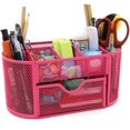 thumbnail image 1 of Organizador de suministros de escritorio Papelería multifuncional Caddy Mesh Portalápices ovalado Escritorio Suministros de oficina Organizador 9 compartimentos con cajón Rosy 1pc LingWen 8390605486913, 1 of 1