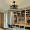thumbnail image 3 of HOOMEDELIER 20" Farmhouse Ceiling Fan with Light Rustic Caged Chandelier Fan for Living Room, 3 of 12