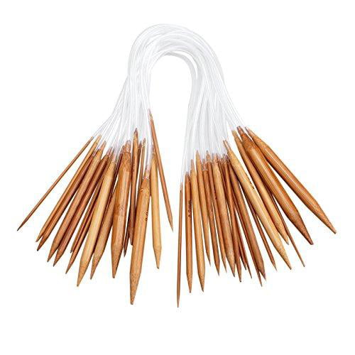 Dophee 18Pairs 18 Sizes 16 40cm Circular carbonized Bamboo Knitting Needles 