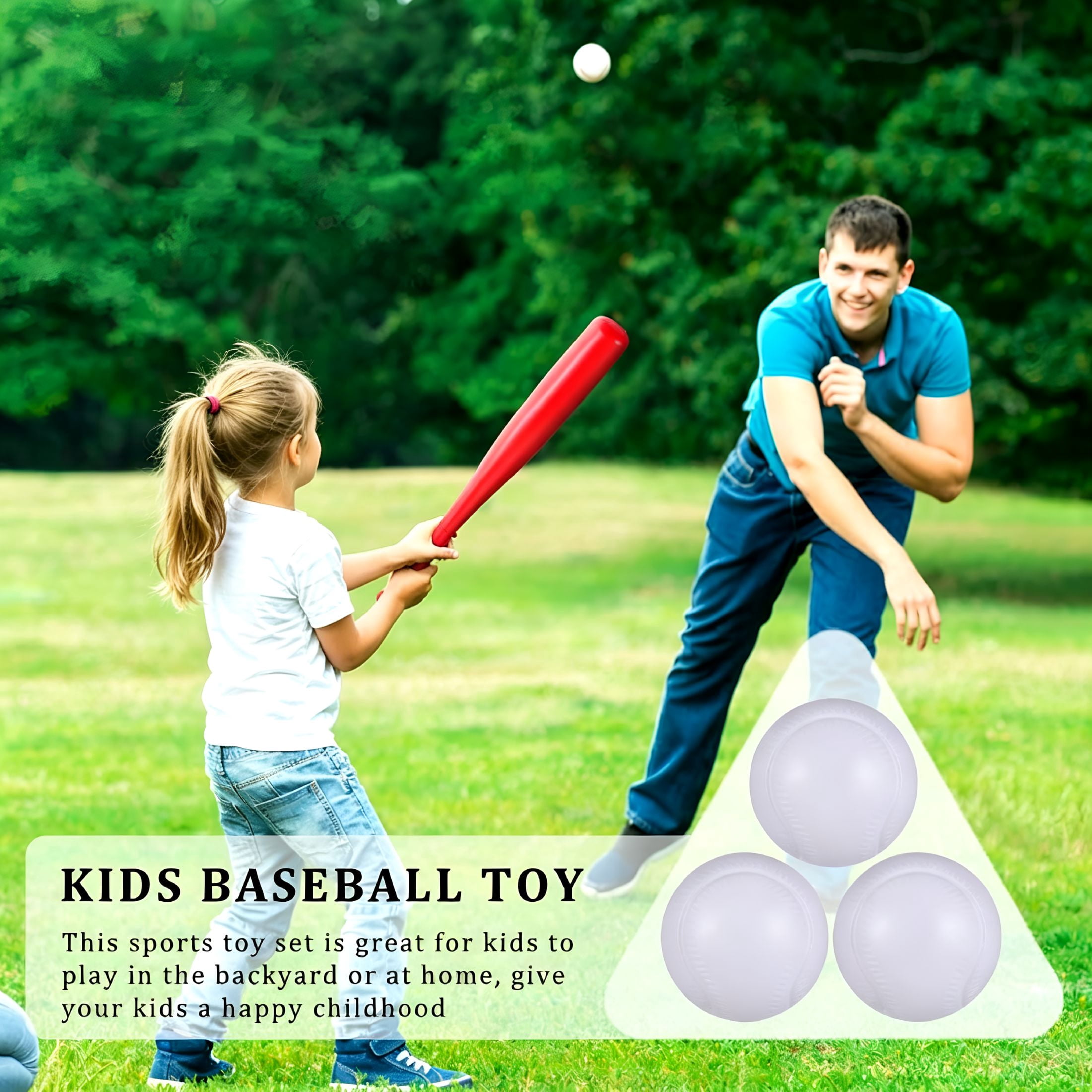 BESTSKY 6Pcs Kids Baseball Set Plastic Baseball Bat Toys with 3 Balls for Children Toddlers Outdoor Indoor Sport Game Playing