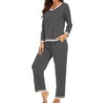 thumbnail image 7 of FAIWAD Pajamas Set for Womens Long Sleeve Tunic Tops and Loose Pants Plus Size Sleepwear with Pockets, 7 of 7