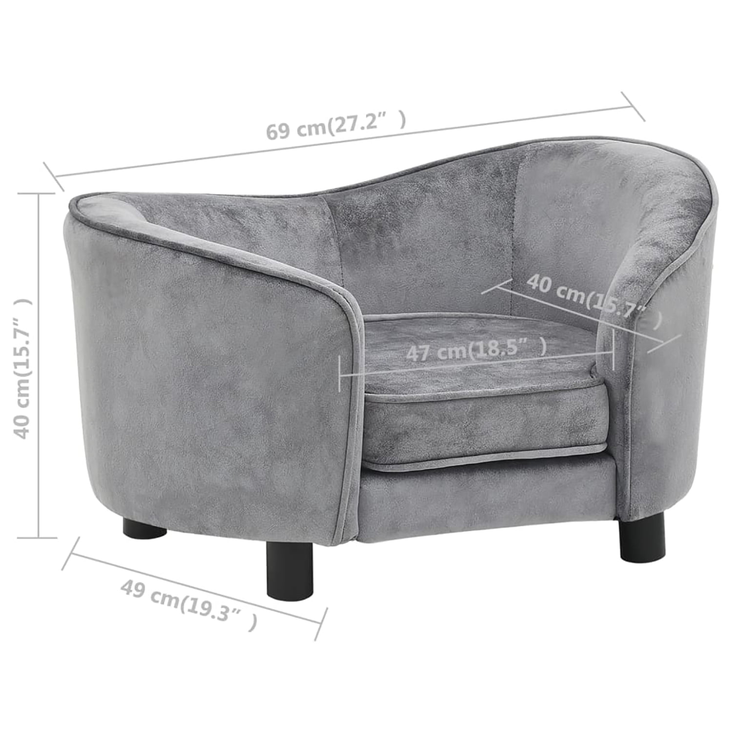Pefilos 27.2" Dog Sofa Bed for Small Pets, Stylish Pet Sofa/Cat Couch for Furniture Faux Leather, Gray Pefilos 27.2" Dog Sofa Bed for Small Pets, Stylish Pet Sofa/Cat Couch for Furniture Faux Leather, Gray