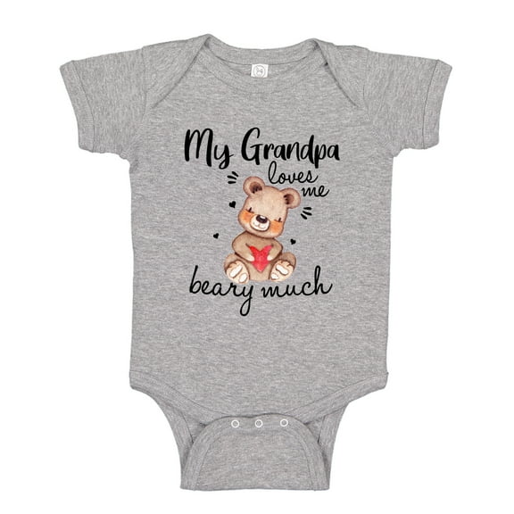 My Grandpa Loves Me Beary Much Baby Bodysuit One Piece NB Athletic Heather