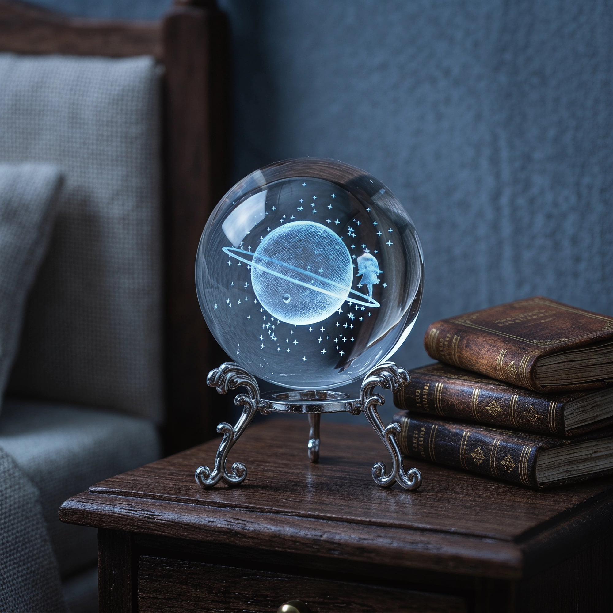 Unique Bargains Crystal Ball Figurine 3D Glass Paperweight with Base Clear Style E