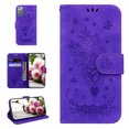 thumbnail image 1 of Folio Wallet Case for Samsung Note 20, Flower Patterned Embossed Premium PU Leather Flip Stand Card Slots Magnetic Closure Wristlet Case For Samsung Galaxy Note 20, Purple, 1 of 7