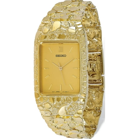 10k Yellow Gold Champagne 27x47mm Dial Square Face Nugget