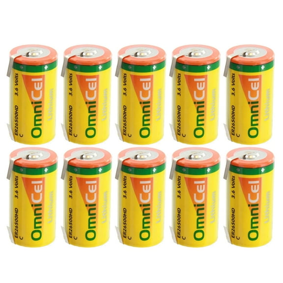 10x OmniCel ER26500HD 3.6V 6.5Ah Sz C Lithium Battery Tabs RFID Beacons AMR