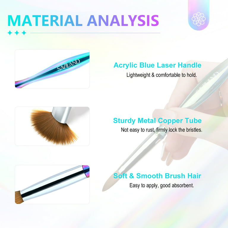 Saviland 6pcs Acrylic Nail Brush Sets - Nail Art Brushes Sets for Acrylic Powder Application Nails Extension(Size 4/8/10/12/14/16), Size: Acrylic Nail