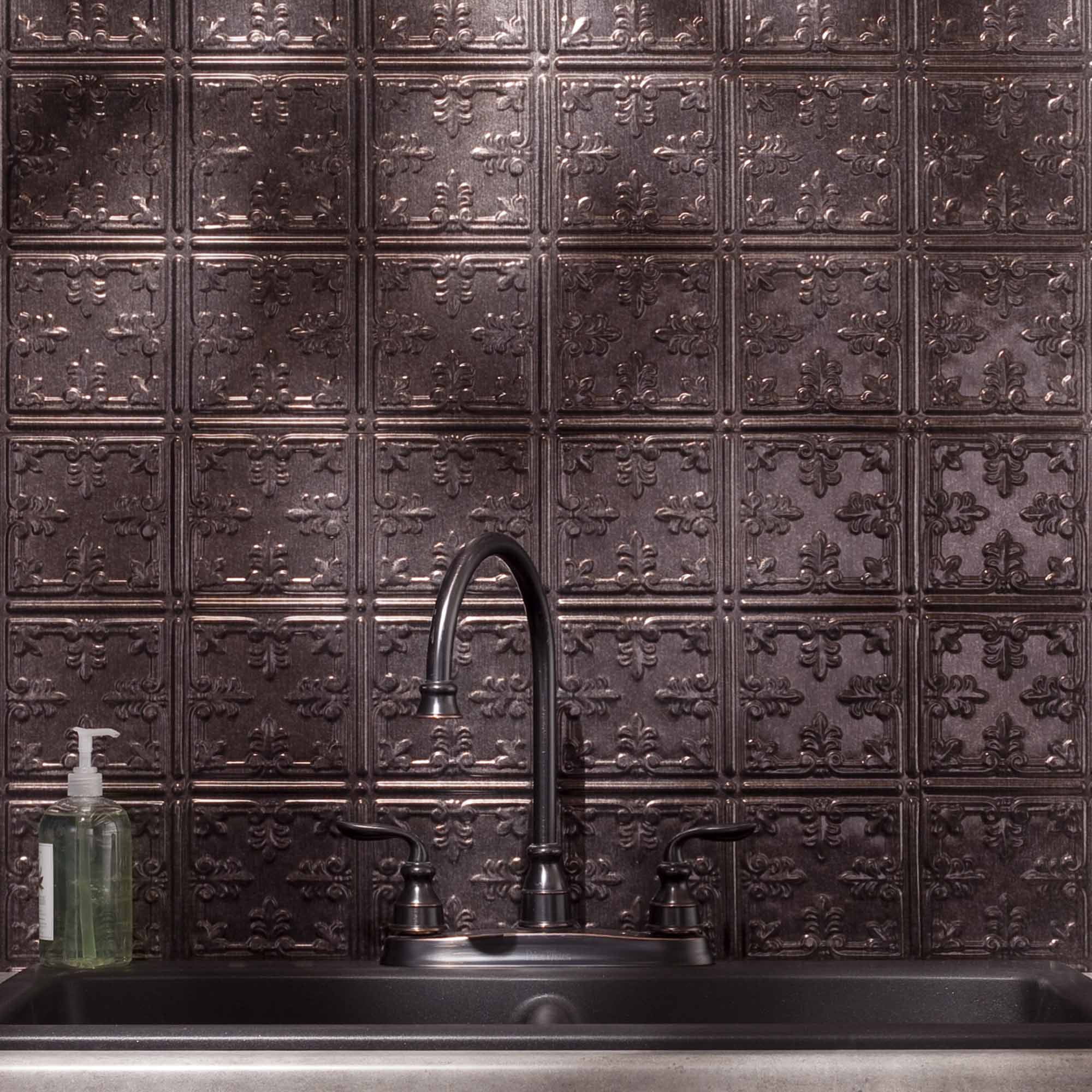 FASÄDE Traditional Style/Pattern 10 Decorative Vinyl 18in x 24in Backsplash Panel in Copper Fantasy (5 Pack)
