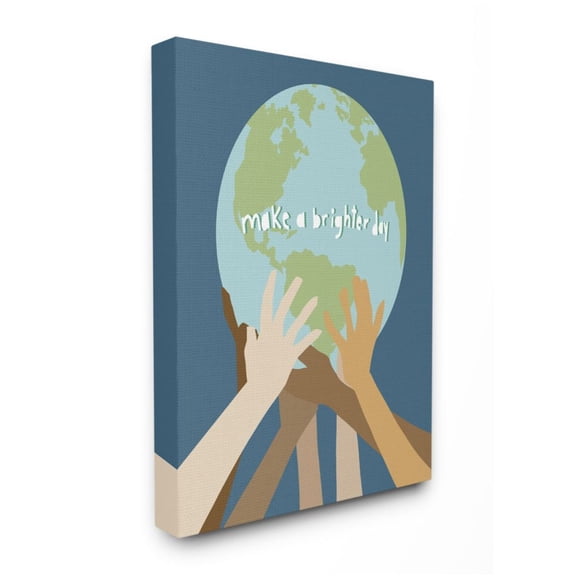 Stupell Industries Brighter Day Phrase Diverse Hands Holding Earth Design by Jen Bucheli, 30" x 40"