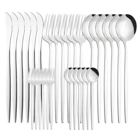 

Stainless Steel Cutlery Set Mirror Flatware Silverware Kit Sturdy Durable Tableware Set