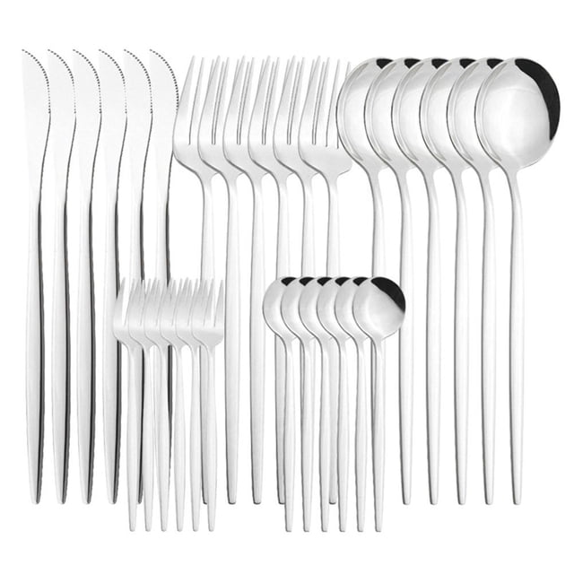 Cubiertos De Acero Inoxidable, Juego De Cubiertos Con Espejo, Juego De Cubiertos, Juego De Vajilla Resistente Y Duradero Guardurnaity HA043256-03