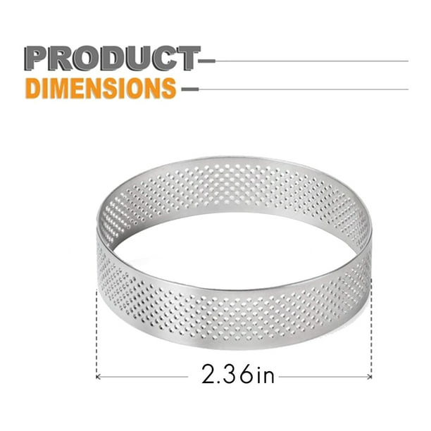 4 Pack Stainless Steel Tart Rings 2.4In,Perforated Cake Mousse Ring,Cake Ring Mold,Round Cake
