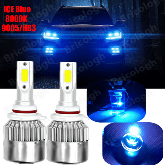9005/HB3 ICE BLUE 8000K LED Headlight Kit 72W 8000LM Light Bulbs High & Low Beam