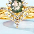 thumbnail image 2 of Unique Pear Cut Lab Created Moss Agate & Diamond Engagement Ring Set in Sterling Silver – Distinctive Wedding Agate Stacked Rings for Her, Elegant and Timeless Jewelry Gift, 2 of 6